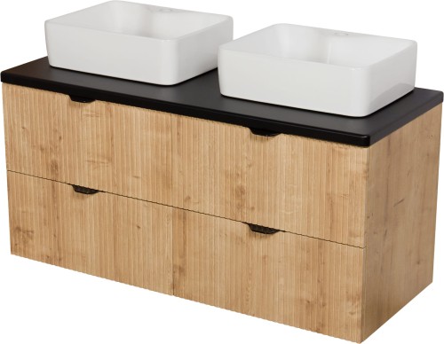 Szafka łazienkowa dąb burlington 120 cm BRENDO z blatem i dwiema umywalkami