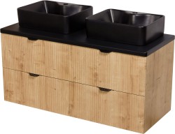 Szafka łazienkowa dąb burlington 120 cm BRENDO z blatem i dwiema umywalkami