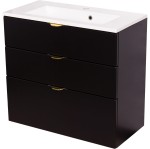 Szafka łazienkowa czarna 80cm VICTA z umywalką