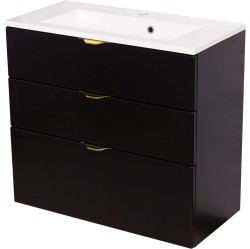 Szafka łazienkowa czarna 80cm VICTA z umywalką