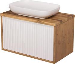 Szafka łazienkowa dąb naturalny 80 cm VENUS z blatem i umywalką