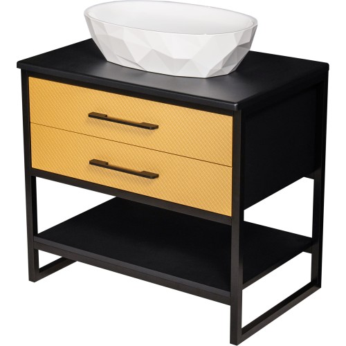 Szafka łazienkowa glamour 80 cm NEW YORK GOLD z umywalką białą