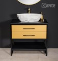 Szafka łazienkowa złota 80 cm NEW YORK GOLD z umywalką białą