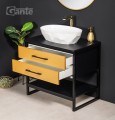 Szafka łazienkowa glamour 80 cm ze złotymi frontami i białą umywalką NEW YORK GOLD