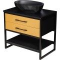 Szafka łazienkowa glamour 80 cm NEW YORK GOLD z umywalką czarną