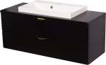 Szafka łazienkowa czarna 100 cm VICTA z blatem i umywalką białą