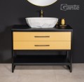 Szafka do łazienki w stylu glamour 100 cm NEW YORK GOLD z umywalką białą