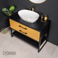 Szafka łazienkowa złota glamour 100 cm NEW YORK GOLD z umywalką białą