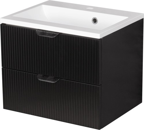 Szafka łazienkowa czarna 50 cm BRAVIA z umywalką