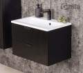 Szafka pod umywalkę ze szklanymi frontami czarna 60 cm BRAVIA z umywalką