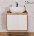 Biała umywalka ceramiczna PREMIUM 46 na szafce Venus dąb naturalny