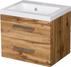 Szafka łazienkowa dąb naturalny 50 cm FOKUS NEW z umywalką