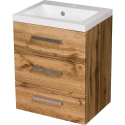 Szafka łazienkowa dąb naturalny 50 cm FOKUS NEW z umywalką