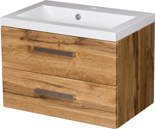 Szafka łazienkowa dąb naturalny 60 cm FOKUS NEW z umywalką