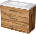 Szafka łazienkowa dąb naturalny 80 cm FOKUS NEW z umywalką