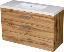 Szafka łazienkowa dąb naturalny 100 cm FOKUS NEW z umywalką