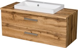 Szafka łazienkowa dąb naturalny 100 cm FOKUS NEW z blatem i umywalką