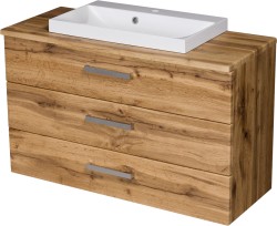 Szafka łazienkowa dąb naturalny 100 cm FOKUS NEW z blatem i umywalką