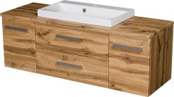 Szafka łazienkowa dąb naturalny 120 cm FOKUS NEW z blatem i umywalką