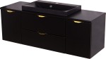 Szafka łazienkowa czarna 120 cm VICTA z blatem i umywalką czarną