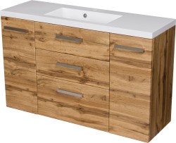 Szafka łazienkowa dąb naturalny 120 cm FOKUS NEW z umywalką