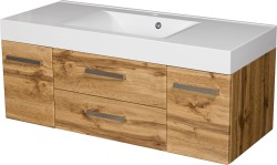 Szafka łazienkowa dąb naturalny 120 cm FOKUS NEW z umywalką