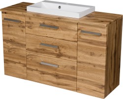 Szafka łazienkowa dąb naturalny 120 cm FOKUS NEW z blatem i umywalką