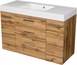 Szafka łazienkowa dąb naturalny 120 cm FOKUS NEW z umywalką