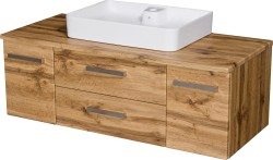 Szafka łazienkowa dąb naturalny 120 cm FOKUS NEW z blatem i umywalką