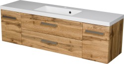 Szafka łazienkowa dąb naturalny 140 cm FOKUS NEW z umywalką