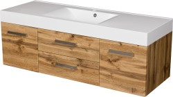 Szafka łazienkowa dąb naturalny 140 cm FOKUS NEW z umywalką