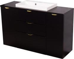 Szafka łazienkowa czarna 120 cm VICTA z blatem i umywalką białą