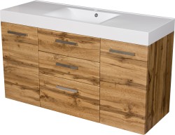 Szafka łazienkowa dąb naturalny 140 cm FOKUS NEW z umywalką