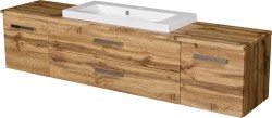 Szafka łazienkowa dąb naturalny 180 cm FOKUS NEW z blatem i umywalką