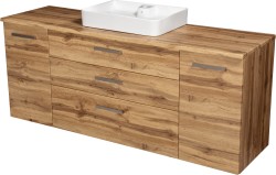 Szafka łazienkowa dąb naturalny 180 cm FOKUS NEW z blatem i umywalką