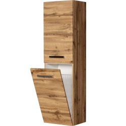 Regał łazienkowy z koszem dąb naturalny 40x143,5 cm FOKUS NEW