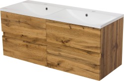 Szafka łazienkowa dąb naturalny 120 cm AKSAMIT z podwójną umywalką [PRODUKT NIEDOSTĘPNY]