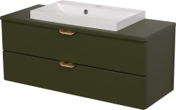 Szafka łazienkowa oliwkowa 100 cm MAGNOLIA z blatem i umywalką