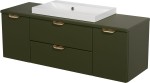 Szafka łazienkowa oliwkowa 120 cm MAGNOLIA z blatem i umywalką
