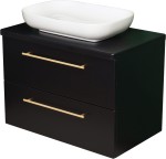 Szafka łazienkowa czarna 80cm NEGRA z umywalką białą [PRODUKT NIEDOSTĘPNY]