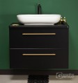 Szafka łazienkowa 80cm czarna ze złotymi uchwytami Negra NEG-C-U80/48/2 i umywalka ceramiczna PREMIUM 60 biała.