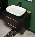 Szafka łazienkowa 80cm czarna ze złotymi uchwytami Negra NEG-C-U80/48/2 i umywalka ceramiczna PREMIUM 60 biała.
