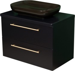 Szafka łazienkowa czarna 80cm NEGRA z umywalką czarną [PRODUKT NIEDOSTĘPNY]