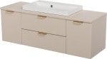 Szafka łazienkowa piaskowa 120 cm MAGNOLIA z blatem i umywalką