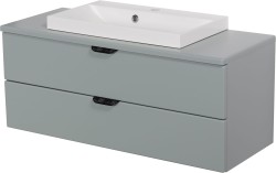 Szafka łazienkowa miętowa 100 cm MAGNOLIA z blatem i umywalką białą