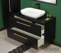Szafka łazienkowa 100cm czarna ze złotymi uchwytami Negra NEG-C-U100/48/2 i umywalka ceramiczna PREMIUM 60 biała.