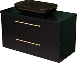 Szafka łazienkowa czarna 103cm NEGRA z umywalką czarną [PRODUKT NIEDOSTĘPNY]