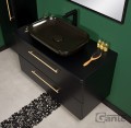 Szafka łazienkowa 100cm czarna ze złotymi uchwytami Negra NEG-C-U100/48/2 i umywalka ceramiczna PREMIUM 60 czarna.
