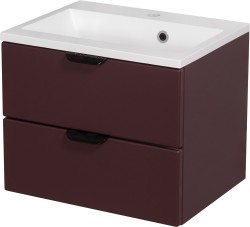Szafka łazienkowa burgund 50 cm MAGNOLIA z umywalką - czarne uchwyty