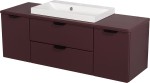 Szafka łazienkowa burgund 120 cm MAGNOLIA z blatem i umywalką - czarne uchwyty